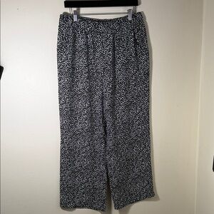 LOFT Monochrome Patterned Wide Leg Pants